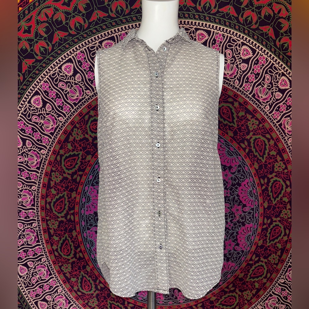H&M Sheer Sleeveless Collared Button Down Women’s Petite Size 6